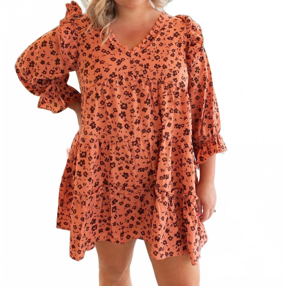 NEW UMGEE cider fall mini dress - plus in rust